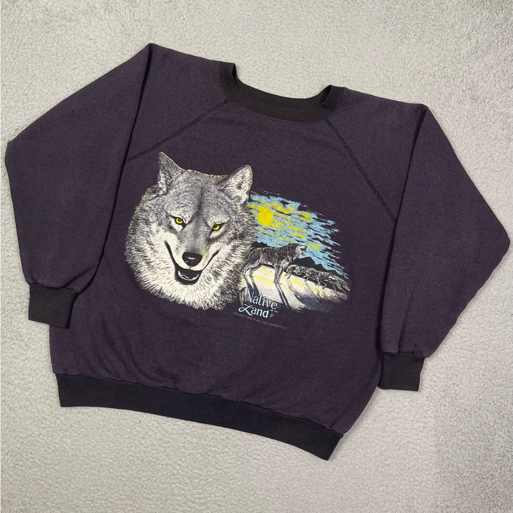 Vintage 80s wolf animal sweatshirt